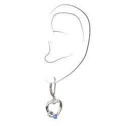 Traveller Oorhangers - Hart Cara - Kinder - Sterling Zilver - Kristal - Blauw - 545210