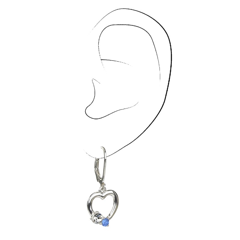 Traveller Oorhangers - Hart Cara - Kinder - Sterling Zilver - Kristal - Blauw - 545210