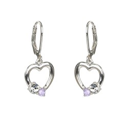 Traveller oorhangers - Hart Cara - Kinder - Sterling Zilver - Kristal - Violet/Wit - 545209