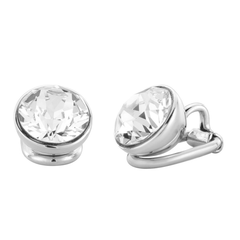 Traveller Clip-on Earrings - Silver coloured - Preciosa Crystal - Platinum Plated - 10 mm