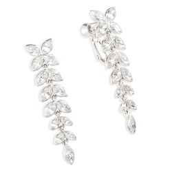 Grossé Oorclips - Hangend - Zilverkleurig - Kristal - 40x10 mm - Geplatineerd