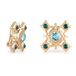 Grossé Clip-on Earrings - Dynasty - Gold Coloured - Crystal - Blue - 20x20 mm - Gold Plated