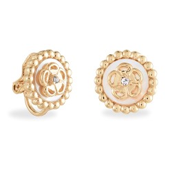 Grossé Ohrclip - Medallion - Goldfarbe - Kristall - Perlmutt - 13 mm - Vergoldet