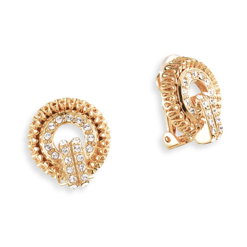 Grossé Ohrclip - Tourbillon - Goldfarbe - Kristall - 20x18 mm - Vergoldet - GJ64357