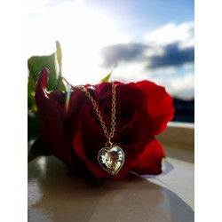 Traveller Dames Ketting met Hanger - 22kt Verguld - Hartje - Swarovski Kristal - 11x10 mm - 38+3+3 cm