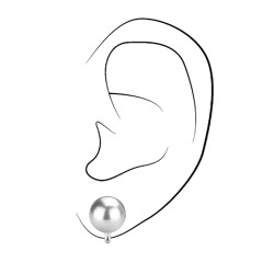 Traveller Clip-on Earrings - Pearls - 10 mm - Pale grey - Platinum plated - Silver-coloured - 15x10 mm