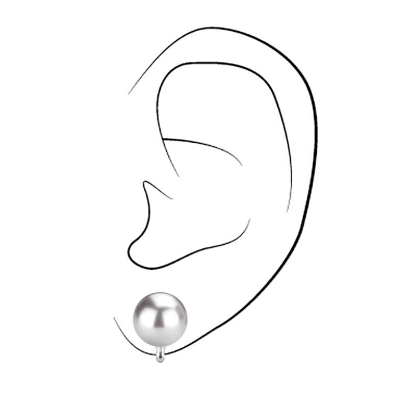 Traveller Clip-on Earrings - Pearls - 10 mm - Pale grey - Platinum plated - Silver-coloured - 15x10 mm