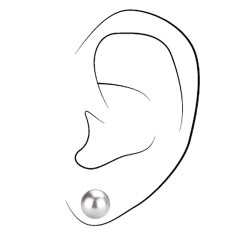 Traveller Earrings - Pearls - 8 mm - Light Grey - Rhodium Plated - Silver Coloured - 710508