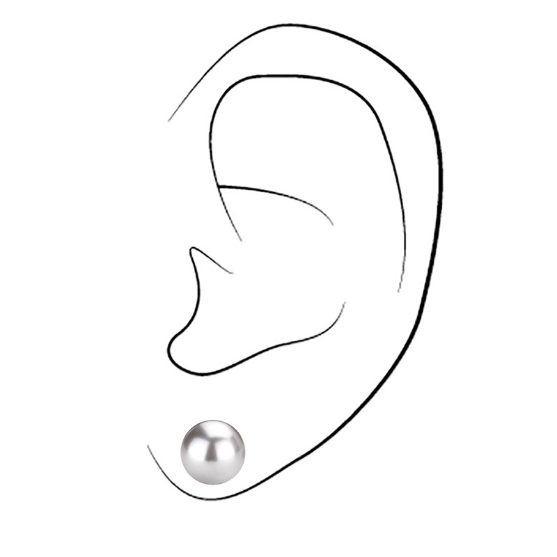 Traveller Ohrstecker - Perle - 8 mm - Hellgrau - Rhodiniert - Silberfarben - 710508