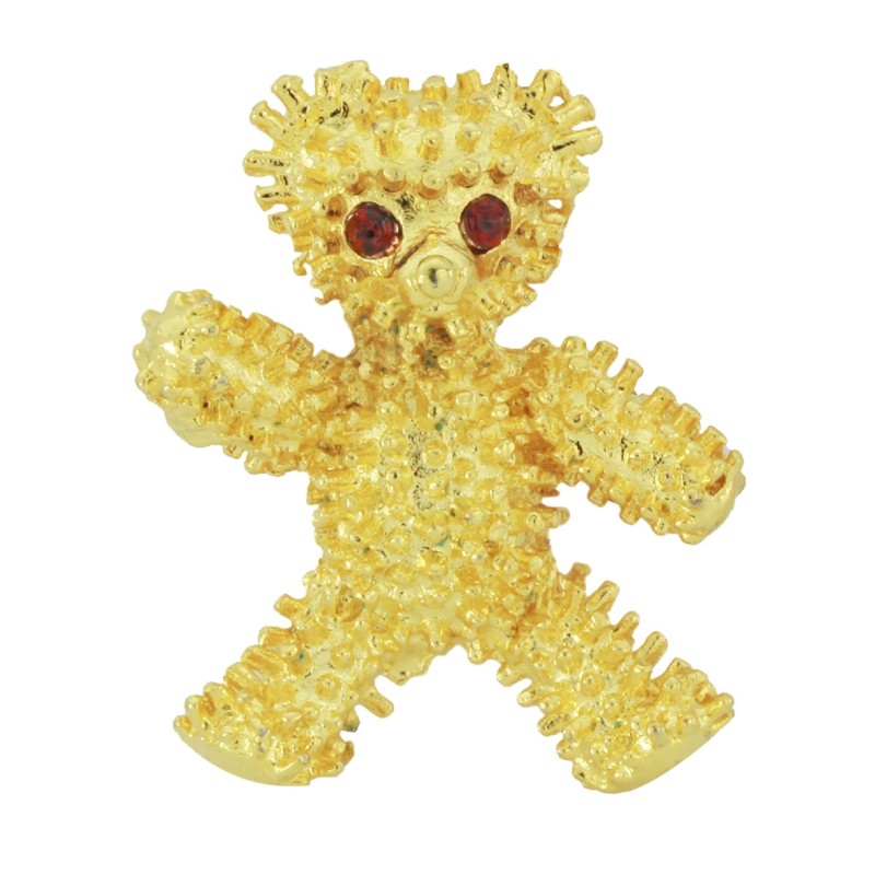 Osira Broche Kind - Vintage Broche Dames - Goudkleurig - Teddybeer - Kristallen - Rood - Retro - Verguld - 25x19 mm - 353029