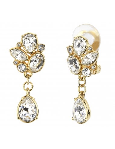 Traveller Drop clip earring - 22ct gold plated - Crystal stones - 157295