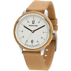 JACQUES FAREL Hayfield - Nachhaltige Uhr - Vegan - Recycelter Stahl - Ahornholz - Braun - 38mm
