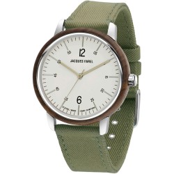 JACQUES FAREL hayfield - Duurzaam horloge - Vegan - Walnoothout- Groen