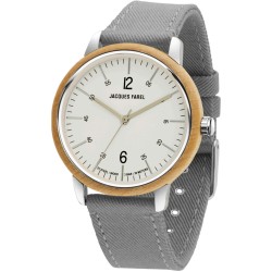 JACQUES FAREL hayfield - Duurzaam dameshorloge - Ahornhout- Vegan - Steengrijs - ORW 1038