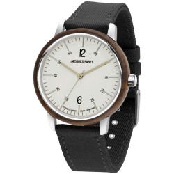 JACQUES FAREL Hayfield - Sustainable Watch - Vegan - Recycled Steeld - Black - Walnut Wood - 38mm