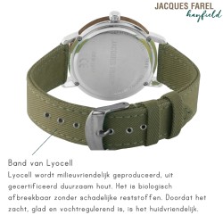 JACQUES FAREL hayfield - Duurzaam horloge - Vegan - Walnoothout- Groen - ORW 1037