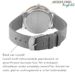 JACQUES FAREL hayfield - Duurzaam horloge - Vegan - Ahornhout- Grijs - ORW 1038