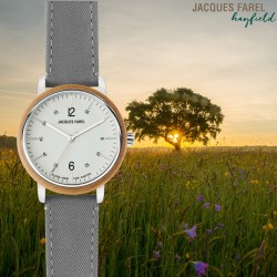 JACQUES FAREL hayfield - Duurzaam horloge - Vegan - Ahornhout- Grijs - ORW 1038