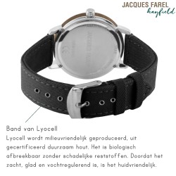 JACQUES FAREL Hayfield - Duurzaam horloge - Vegan - Walnoothout - Zwart - 38mm
