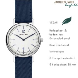 JACQUES FAREL hayfield - Duurzaam horloge - Vegan - Gerecycled staal - Blauw - ORS 5555