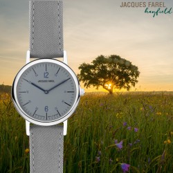 JACQUES FAREL hayfield - Duurzaam dameshorloge - Gerecycled staal - Vegan - Steengrijs - ORS 6644