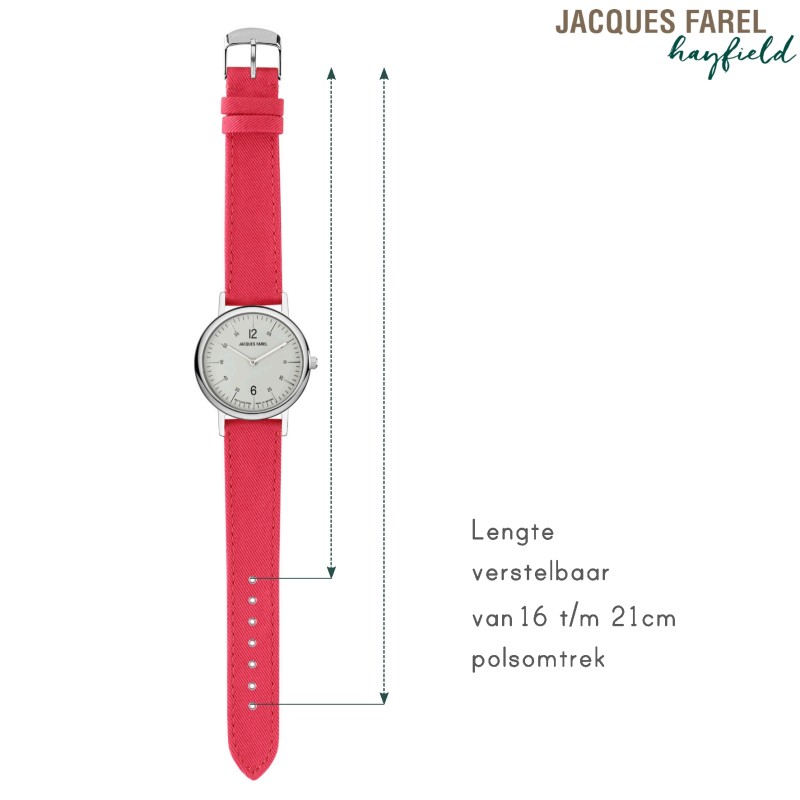 JACQUES FAREL Hayfield - Sustainable Watch - Vegan - Recycled Steel - Red - 38mm