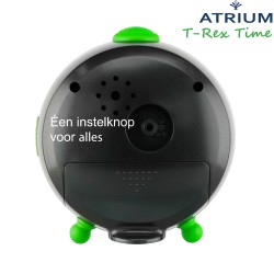 ATRIUM Kinderwekker - T-Rex Dino - Groen Zwart - Wekker Zonder Tikgeluid - Opbouwende Pieptoon - Alarm - Snooze