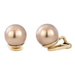 Traveller Clip Oorbellen - 22kt Verguld - Parels - 10 mm - Brons - 15x10 mm