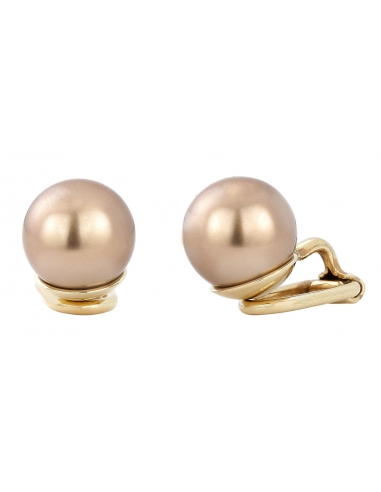 Traveller Clip Earrings with 10mm Pearl bronze - Gold plated - 706010