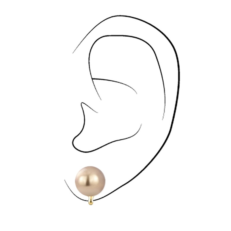 Traveller Ohrclips - 22kt Vergoldet - Perle - 10 mm - Bronze - 15x10 mm