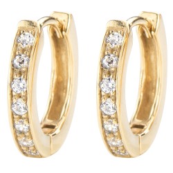 Traveller Hoop earrings - Stainless Steel - Gold Plated - Zirconia - 14 mm - 166313