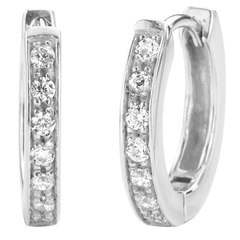 Traveller Hoop earrings - Stainless Steel - Zirconia - 14 mm