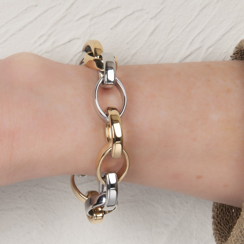 Traveller Armband Damen - Edelstahl - Bicolor - 21 cm