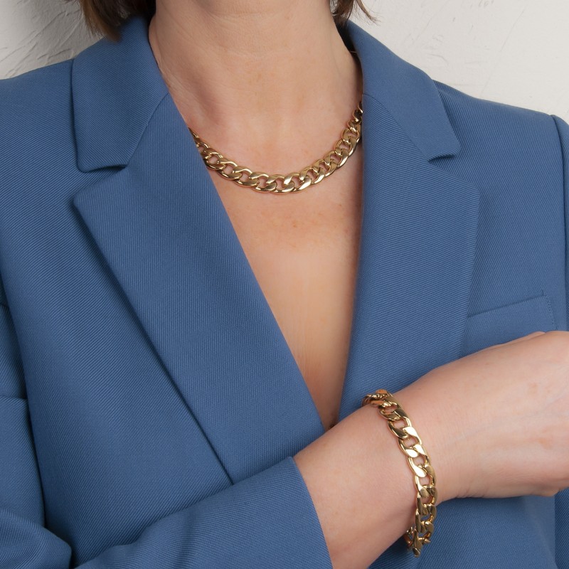 Traveller Armband Dames - Edelstaal - Verguld - 19 cm