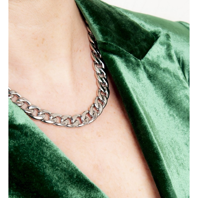 Traveller Dames Ketting - Edelstaal - Zilverkleurig - Schakels - 45 cm - 181103