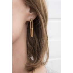Traveller Drop Earrings - Gold Coloured - Stainless Steel - Gold Plated - Links - 38x7mm