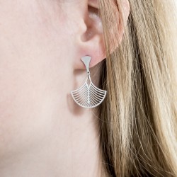 Traveller Drop Earrings- Fan - Stainless Steel - Gold Plated - 30x21mm