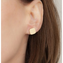 Traveller Oorstekers - Verguld - Edelstaal - Vierkant - Matte Afwerking - 10x10 mm - 181128