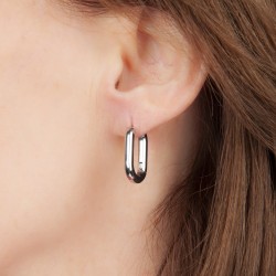 Traveller Hoop Earrings - Stainless Steel - Silver-coloured - 14 mm