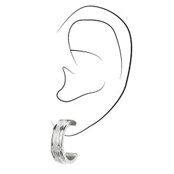 Traveller Hoop Earrings - Silver Coloured - Stainless steel - Shiny - Glitter effect - Ø 20mm - 181137