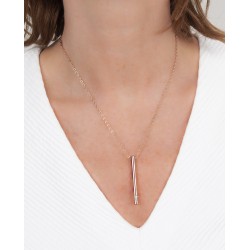 Traveller Collier mit Urnenanhänger - Aschenanhänger - 45mm - Rosé Vergoldet - Edelstahl - Zirkonia - 45-50cm - 181140