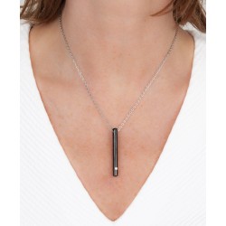 Traveller Collier mit Urnenanhänger - Aschenanhänger - 45mm - Schwarz - Edelstahl - Zirkonia - 45-50cm - 181141