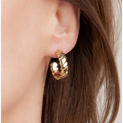 Traveller Hoop Earrings - Stainless Steel - Gold Plated - 20 mm - 182035