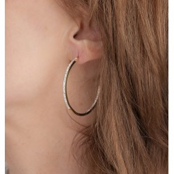 Traveller Hoop Earrings - Gold coloured - Stainless Steel - Preciosa Crystals - Gold Plated - 40 mm - 182043