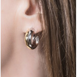 Traveller Clip-on Earrings - Stainless Steel - Bicolour - Gold- and Silver-coloured - Twist Effect - 19 mm - 182045