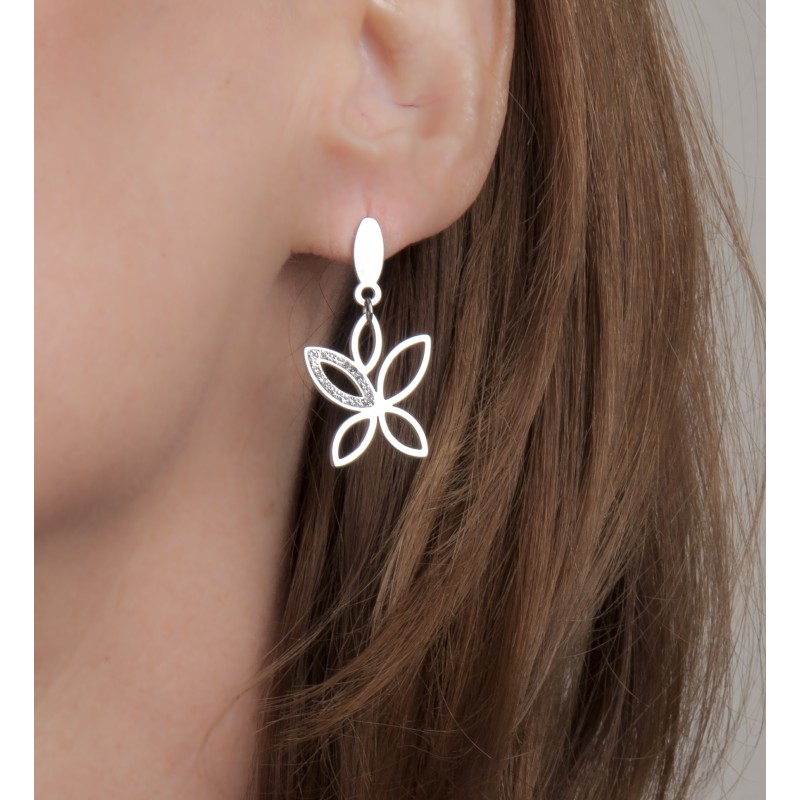 Traveller Oorhangers - Vlinder - Edelstaal - Kristallen - 35x18mm - 182059