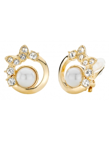 Traveller Clip earrings - 22ct gold plated - Preciosa crystals - Pearls - 114229