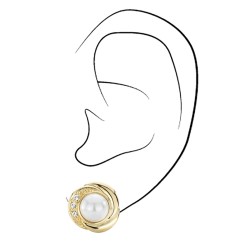 Traveller Ohrclips - Perle - 8 mm - Weiß - Preciosa Kristalle - 22kt vergoldet - Goldfarbe - 13 mm - 114235