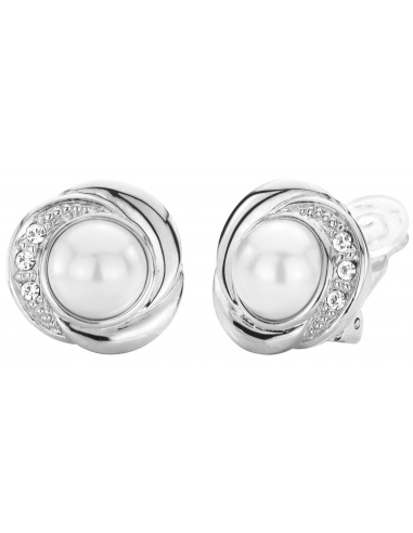 Traveller Clip earrings - platinum plated - Preciosa crystals - Pearls - 114236