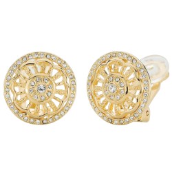 Traveller Ohrclip - Vergoldet - Kristalle - Barockstil Blume - 18mm - 157470